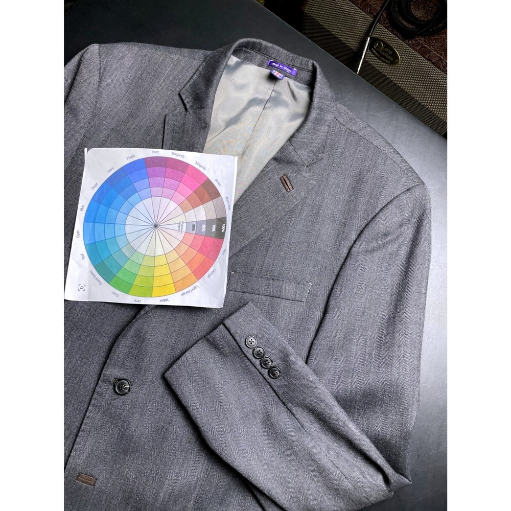 Savile Row Co Cromwell Blazer Mens 46R Grey Herringbone Wool Blend SUPER SALE